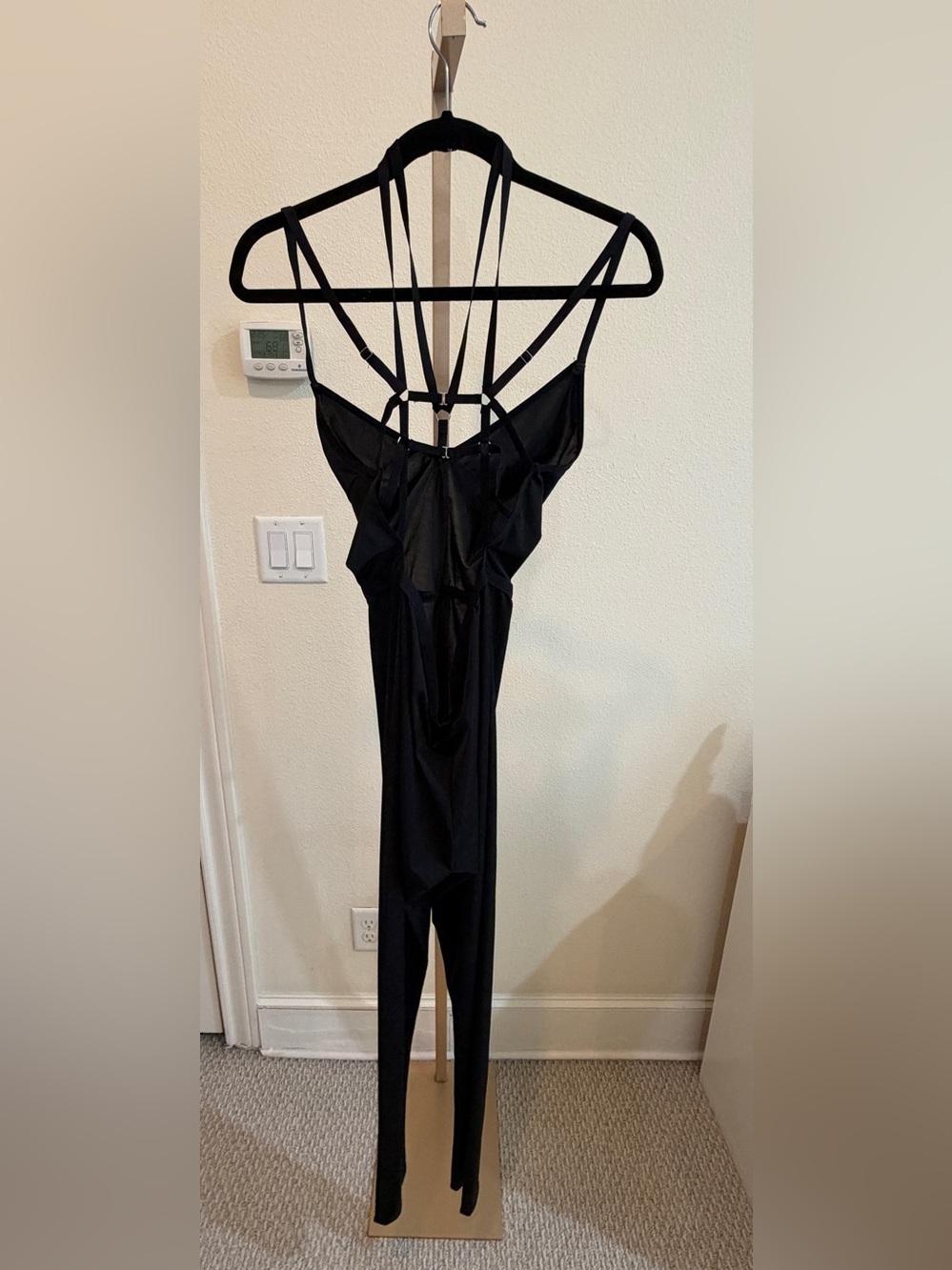 Hauty Black Sheer Strappy Harness Catsuit Jumpsuit NWT One Size